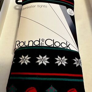 Round the Clock Sweater Tights with Snowflake/ Christmas Pattern Size M